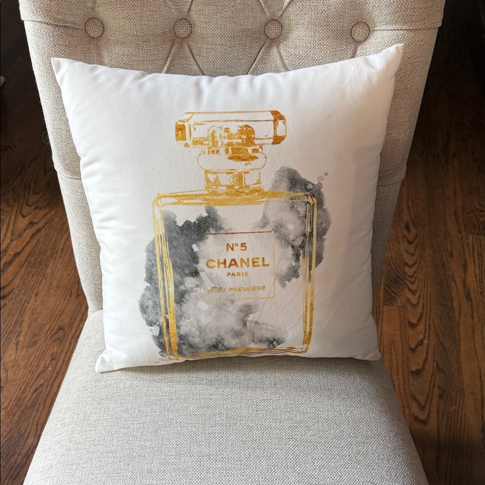 CHANEL No. 5 Pillow - Gold and Gray